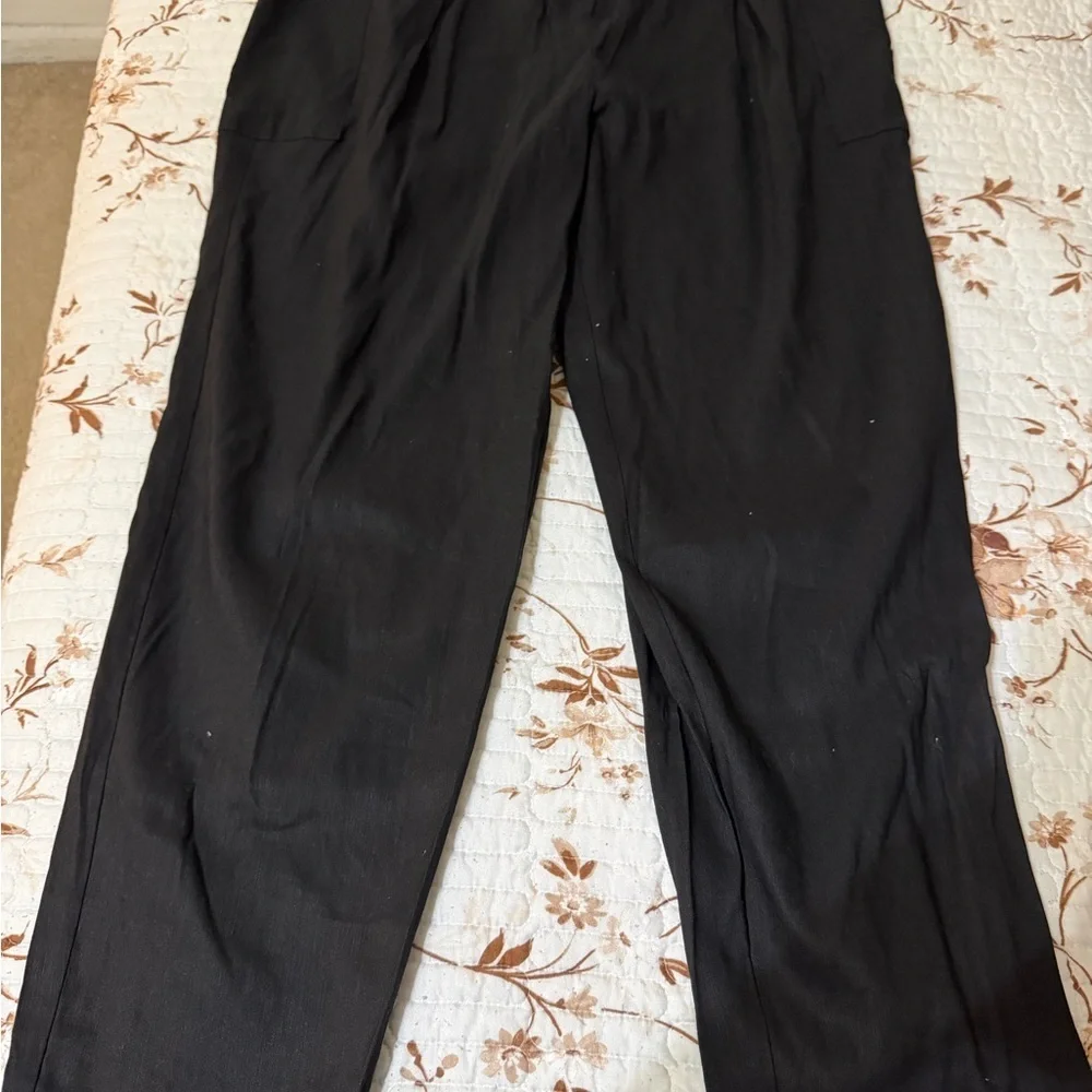 Calvin Klein Charcoal Tie-Waist Trousers - Picture 3 of 4